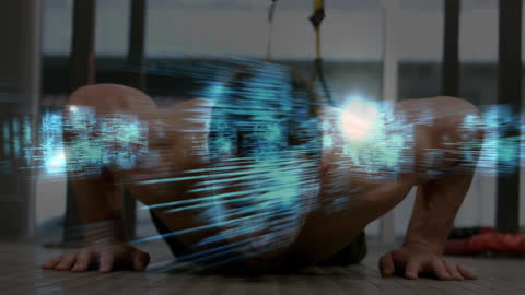 Digital Fitness Fusion: DNA Data Overlay During Push-Ups