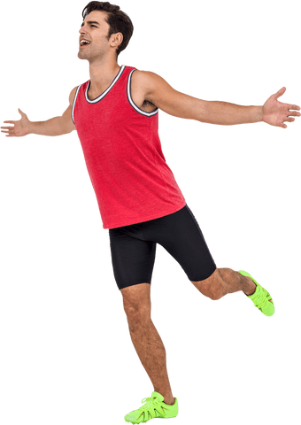 Victory Pose by Happy Male Athlete in Sportswear on Transparent Background - Download Free Stock Videos Pikwizard.com