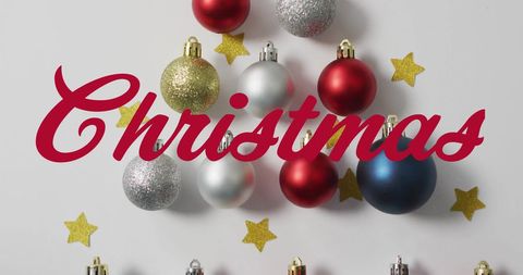 Festive Christmas Ornaments Arrangement with Glittering Baubles