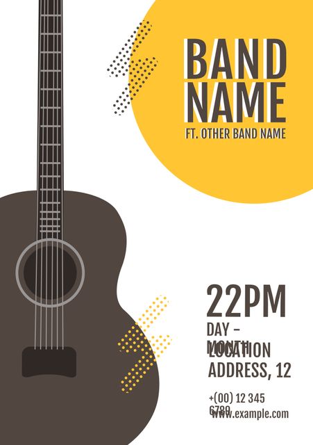 Guitar-themed Music Event Poster with Easy Customization Options - Download Free Stock Templates Pikwizard.com