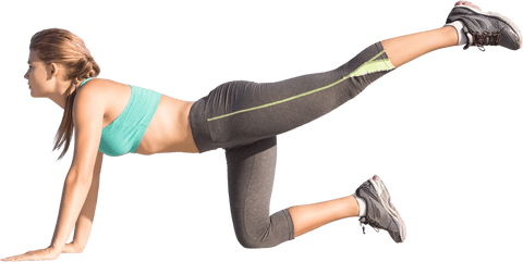 Caucasian Sportswoman Exercising on Transparent Background