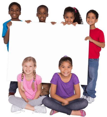 diverse schoolchildren holding blank poster transparent background - Download Free Stock Videos Pikwizard.com