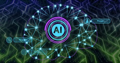 Futuristic AI Brain Network and Digital Communication Interface - Download Free Stock Images Pikwizard.com