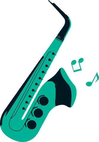 green teal saxophone with musical notes, transparent background - Download Free Stock Videos Pikwizard.com