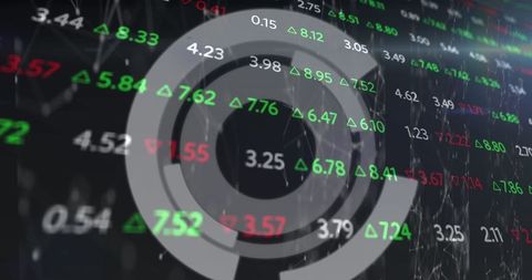 Futuristic Trading Dashboard with Concentric Rings and Tickers