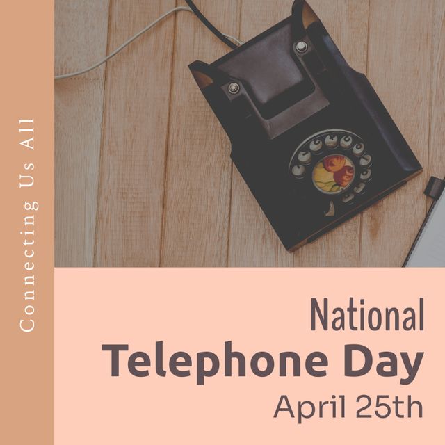 National Telephone Day April 25th Celebration with Retro Telephone - Download Free Stock Templates Pikwizard.com