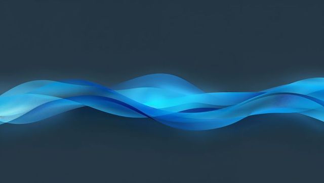 Luminous cyan ribbons weaving across dark slate gradient for minimal tech design