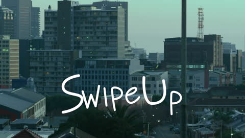 Swipe Up Animation with Urban Cityscape Background