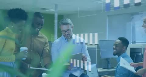 Diverse Team Collaborating with Digital Business Performance Analytics