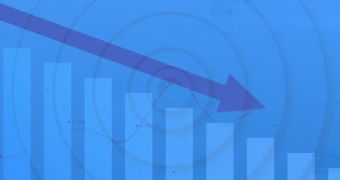 Declining Stock Market Graph with Blue Circles