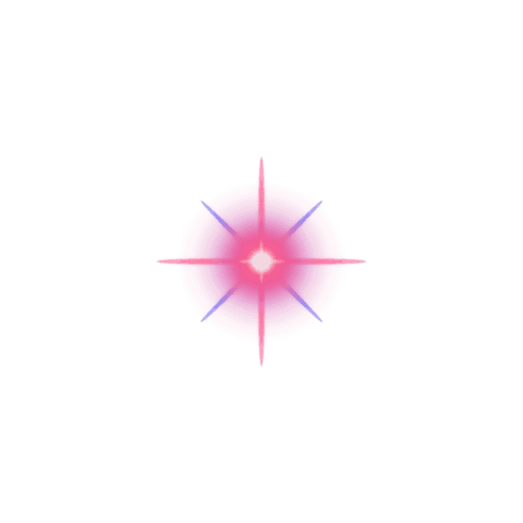 Glowing neon starburst with shimmering gradient rings