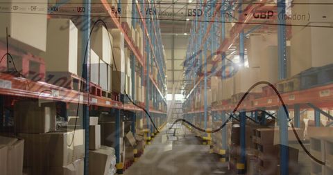Warehouse with Digital Finance Overlay for Global Shipping - Download Free Stock Images Pikwizard.com
