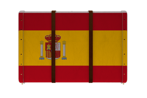 Suitcase with flag of spain on transparent background