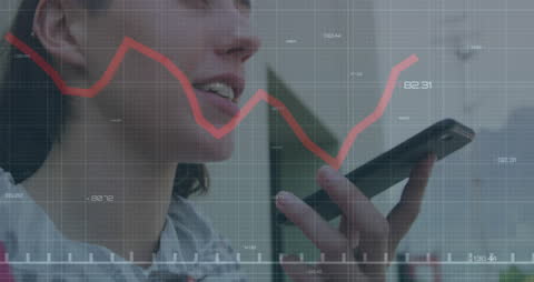 Woman Analyzing Stock Market Trends Using Smartphone