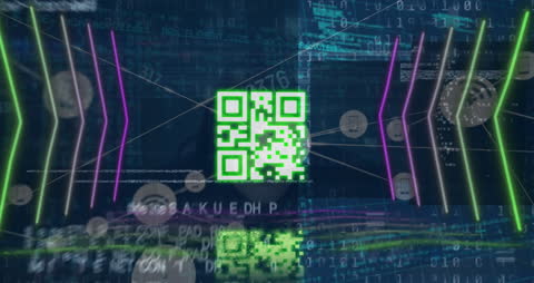 Futuristic Digital Interface with QR Code and Connections
