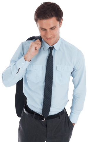 transparent businessman holding suit jacket smiling confidently - Download Free Stock Videos Pikwizard.com