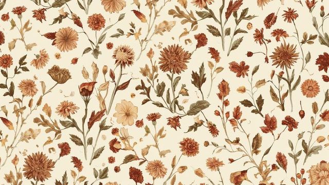 Vintage floral botanical pattern with chrysanthemums and daisies