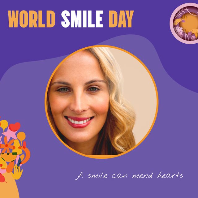 World Smile Day Celebration with Happy Caucasian Woman - Download Free Stock Templates Pikwizard.com