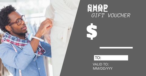custom fashion gift voucher featuring designer at work - Download Free Stock Templates Pikwizard.com