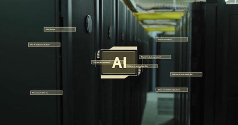 Artificial Intelligence Interfaces in Dark Server Room - Download Free Stock Images Pikwizard.com