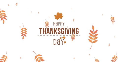 Happy Thanksgiving Day with Autumn Leaves on White Background
