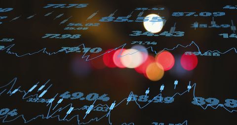 Abstract Financial Charts Illuminated City Lights