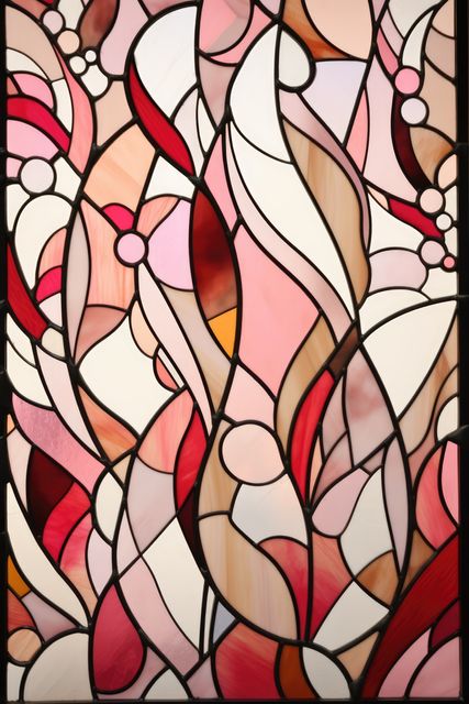 Abstract Stained Glass Window with Geometric Patterns in Red Tones - Download Free Stock Images Pikwizard.com