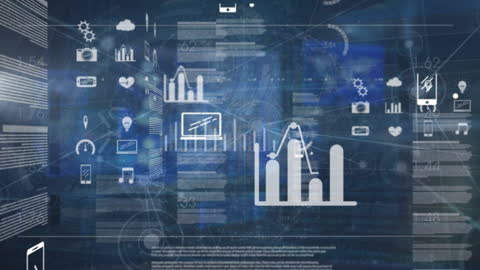 Futuristic Data Network with Digital Analytics Icons