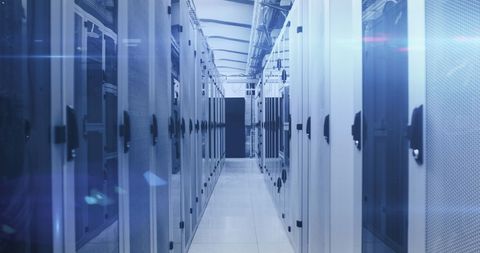 Data Processing Equations Overlaid on Futuristic Server Room - Download Free Stock Images Pikwizard.com