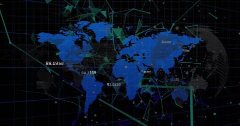 Digital Interface with Blue World Map and Data Elements - Download Free Stock Images Pikwizard.com