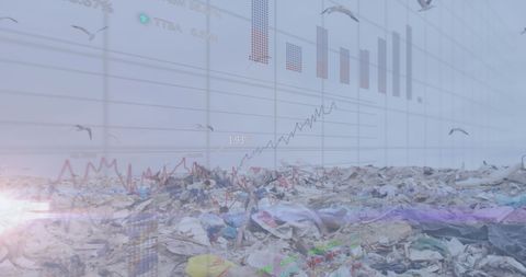 Graph Overlay on Landfill Pollution Illustrating Waste Management Issues - Download Free Stock Images Pikwizard.com
