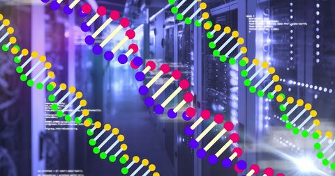 digital dna strands overlay on data center servers - Download Free Stock Images Pikwizard.com