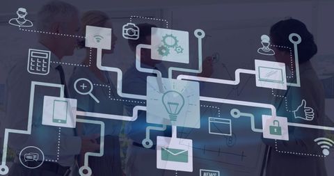 Digital Transformation with Business Professionals and Integrated Technology - Download Free Stock Images Pikwizard.com