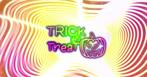 Neon Trick or Treat Halloween Design with Pumpkin Icon