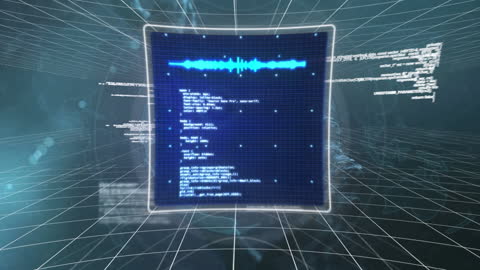Futuristic Data Processing Concept with Digital Grid