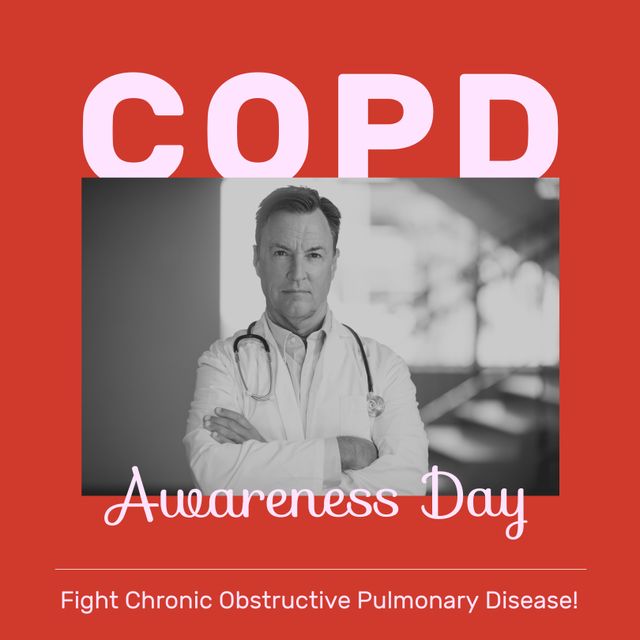 COPD Awareness Day Poster Featuring Male Doctor - Download Free Stock Templates Pikwizard.com