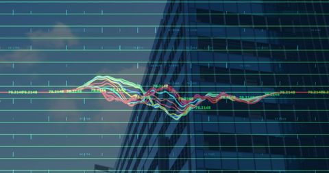 financial data display over modern office architecture - Download Free Stock Images Pikwizard.com