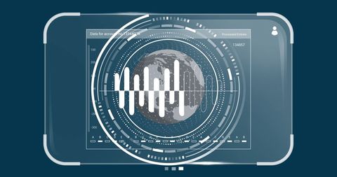 Global data processing with futuristic digital infographic