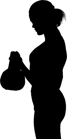 Silhouette of woman lifting weight on transparent background