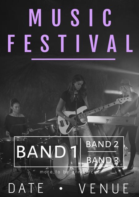 Live Band Performance Poster for Music Festivals and Events - Download Free Stock Templates Pikwizard.com