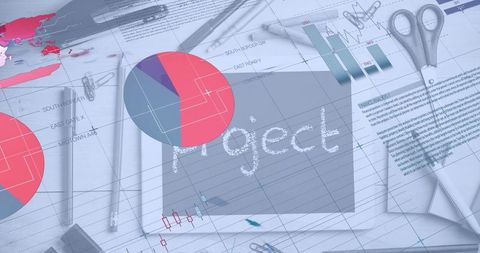 Digital Infographic Overlay on Tablet with Project Documentation