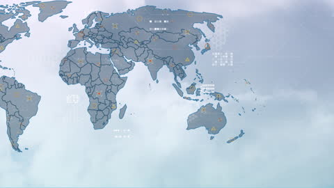 Futuristic Global Network Map with Digital Elements