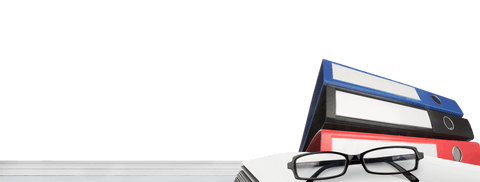 Office files and glasses on transparent background for business concepts