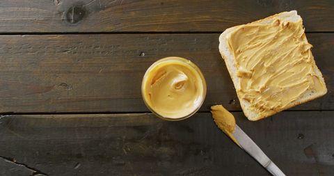 Peanut Butter Toast on Rustic Wooden Table - Download Free Stock Images Pikwizard.com