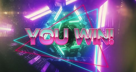 Neon Tunnel with Bold 'You Win' Announcement