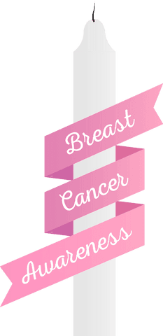 Breast cancer awareness candle on transparent background