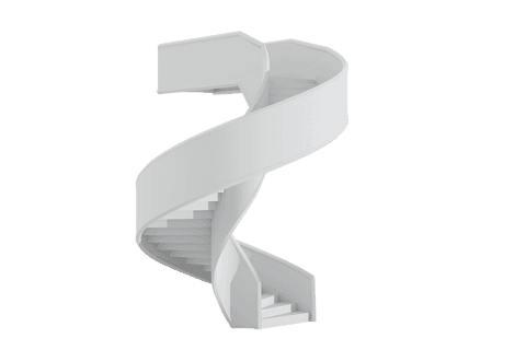 Elegant spiral staircase on transparent background for interior concepts