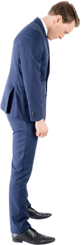 Transparent Sad Businessman Looking Down, Feeling Defeated