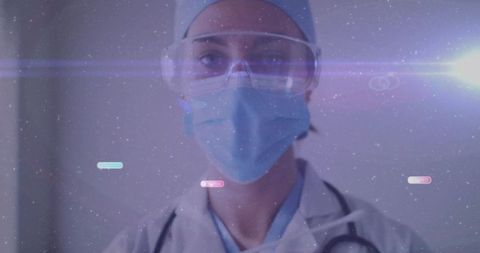 Futuristic healthcare professional in protective gear