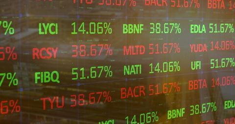 LED Display with Dynamic Stock Market Tickers in Corporate Environment